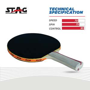 Raquette de tennis de table officielle Stag Iconic Professional, 11 couches de bois, caoutchouc à picots longs, fibre de carbone, 15-19 pouces, officielle - Product Image 5