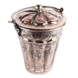 Premium-grade handmade metal charcoal bucket with an antique finished ideal for decorative and practical storage use - Product Image 6