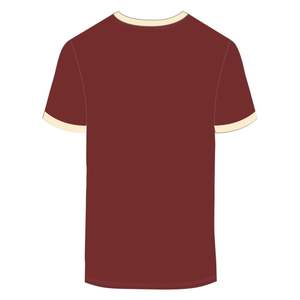 HBCU Educated Men Chenille Contrast <b>Trim</b> Ringer T Shirt Maroon with Neutral Embroidered Letters Soft Cotton Collegiate Apparel - Product Image 3