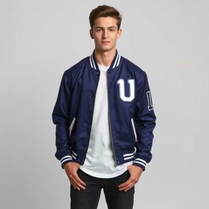 Rétro Varsity Letterman Veste Personnalisé Broderie Logo Chenille Patch Laine Corps En Cuir Véritable Manches Doublure Polyester Chaude - Product Image 2