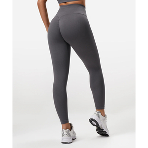 Mallas deportivas de punto transpirables para mujer, pantalones de Yoga de cintura alta para gimnasio, deporte, informal, correr, pantalones de Yoga de cintura media para Casual - Product Image 5