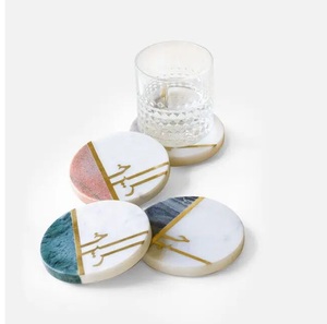 High Quality Marble <b>Green</b> & White Stone <b>Coasters</b> Mats & Pads for Home Office & Restaurant Office Use - Product Image 4