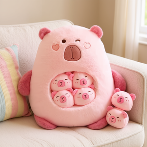 Peluche Capibara Rosa da 20 Pollici con 6 Cuccioli, Super Morbido, Giocattolo Anime Imbottito in Cotone PP, Personalizzabile ODM, Regalo di Compleanno Antistress - Product Image 3