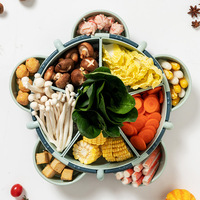 Plateau de service rotatif à compartiments pour préparation de légumes, plat de service pour hot pot, assiette en plastique à compartiments, plateau de service alimentaire