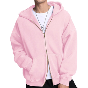 Men's Winter <b>Zip</b>-Up <b>Hoodie</b> 100% Cotton 450 GSM Heavyweight Fleece Oversized Acid Wash Breathable Vintage Design Embroidered - Product Image 4