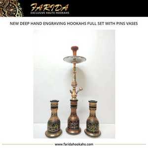 High Quality Luxury Glass Hookah <b>Set</b> with Unique Egyptian Design Deep Hand Engraving and Lacquer Technics Wholesale Pins <b>Vases</b> - Product Image 2