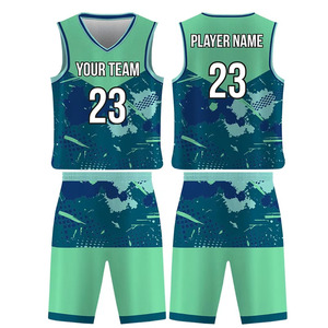 Ensemble de maillots et shorts de basketball personnalisés pour l'été, en polyester, réversibles, respirants, à séchage rapide, dernier design imprimé - Product Image 5