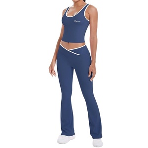 Conjunto de Yoga para Mujer, Top sin Mangas y Leggings de Cintura Alta con Corte Acampanado, Ropa Deportiva Elástica para Gimnasio y Entrenamiento, Conjunto Deportivo de Dos Piezas - Product Image 3