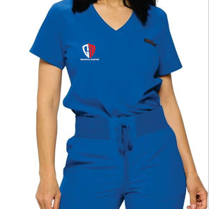Conjunto de Uniforme Médico Elástico de Tela Terry para Mujer, Pantalones Deportivos, Top con Bolsillos para Detector de Agujas, Tallas Regular y Petite para Uso Hospitalario - Product Image 1