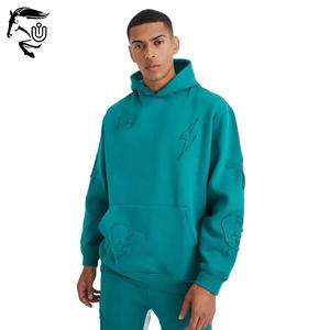 Vente en gros Pantalon empilé brodé en détresse Ensemble à capuche Survêtement délavé à l'acide Streetwear Patch Sun Faded Design Plus Size - Product Image 6