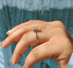 Bague solitaire en or 10K/14K/18K /PT950 /S925 avec pierre radiant de 1,00 à 5,00 carats certifiée IGI, sertie de griffes, pour femme - Product Image 4