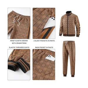 Ensemble de survêtement en polyester pour homme, fermeture éclair, respirant, athlétique, jogging, décontracté, salle de sport, fitness, entraînement - Product Image 3
