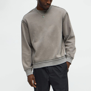 Sudadera de cuello redondo en blanco de gran tamaño tejida con logotipo personalizado 300 GSM de algodón y poliéster para hombre - Product Image 1