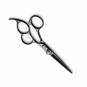 Haute qualité 3 doigts ciseaux de coiffeur confortable outil de coupe de cheveux lame tranchante titane noir couleur acier inoxydable trois anneaux - Product Image 3