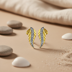 Boucles d'oreilles en or plaqué luxe avec diamants et motif feuille, bijoux élégants, cadeau - Product Image 2