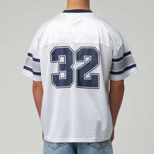 เสื้อเจอร์ซีย์ตาข่ายสไตล์สตรีทแวร์ฤดูร้อน แบบสปอร์ต สกรีนชื่อและหมายเลขได้ เสื้อเจอร์ซีย์ตาข่ายสไตล์เรโทร ทรงบ็อกซี่ ฟิตแบบครอป เสื้อแฟนคลับอเมริกันฟุตบอล - Product Image 2