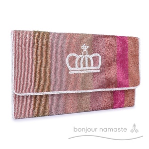 Borsa da donna di design rosa 100% borsa da sella con ricami di perline eco-compatibili e sostenibili fatti a mano - Product Image 4