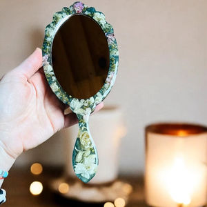 Espejo de Mano de Resina con Acabado Liso y Brillante, Perfecto para Uso Diario, Maquillaje o Fines Decorativos, Agrega un Toque Elegante - Product Image 1