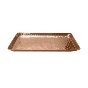 Plateau rond en cuivre martelé Plateau design fait main d'excellente qualité Plateau de table en cuivre de luxe pour hôtel Plateau de service - Product Image 2