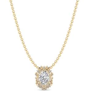 REYES <b>Fine</b> Jewelry New Arrival 14K Solid Gold Oval Cut 13.22 Carat Moissanite Pendant <b>Necklaces</b> For Women Bridal Gift Jewelry - Product Image 1