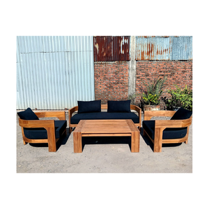 Precio al por mayor Premium Home Restaurant Outdoor Garden Lounge Sofa Set con espuma de alta densidad Juego de sofás de madera de teca maciza para la VENTA - Product Image 1
