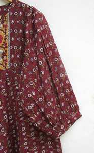 Robe midi vintage taille haute pour femmes manches longues col tournant article de soirée bouton décoration nouvelle mode couleur lavable - Product Image 4