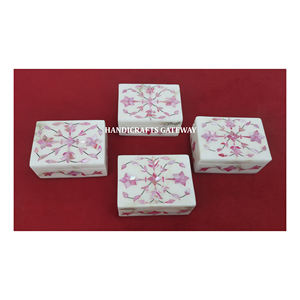 Attractive Looking High Quality White Marble Inlay Natural <b>Pink</b> Mother of Pearl Flower Design Work Jewelry <b>Boxes</b> Of Wedding <b>Gift</b> - Product Image 1