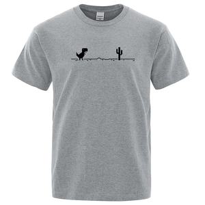 T-shirts pour hommes imprimés dinosaure Cactus hauts drôles T-shirts d'été en coton pour hommes t-shirts décontractés à col rond chemises Streetwear hauts basiques - Product Image 3
