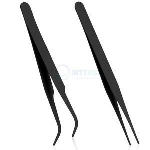 Ensemble de pinces à épiler pointues roses de qualité supérieure avec embouts en acier inoxydable anti-magnétiques pour les cils, dans un étui compact, vente en gros - Product Image 4