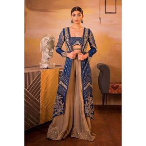 Vestido largo amarillo Salwar Kameez de gasa, traje de diseñador paquistaní, ropa de boda, Colección Eid, venta, 2023 - Product Image 2