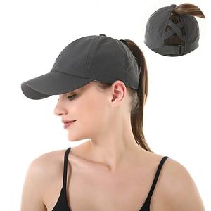 Casquettes de Baseball à queue de cheval à séchage rapide femmes Criss Cross Messy Bun Snapback chapeau Ponycap camionneur chapeaux réglable Sports de plein air - Product Image 1