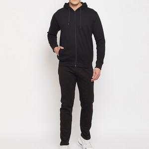 Chándales de algodón 100% French Terry para hombre, conjuntos de Jogger hechos a medida, sudadera con cremallera negra, pantalones de chándal, característica antiarrugas para invierno - Product Image 1