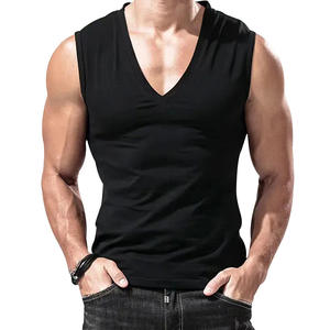 Camiseta sin Mangas de Verano para Hombre, Cuello en V, Color Sólido, Informal, Transpirable, para Entrenamiento, Gimnasio, Deporte - Product Image 5