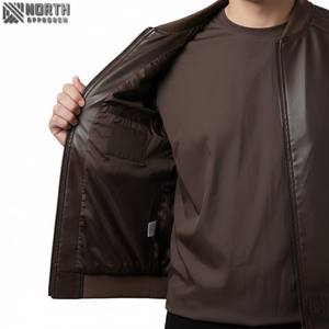 Chaquetas de cuero de talla grande de alta calidad para hombre, venta al por mayor, chaqueta de corredor con mangas bordadas, chaqueta Bomber personalizada - Product Image 6