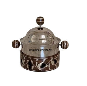 Stainless Steel Double Wall Hotpot Hotpot High Quality Handmade Designer Casserole Classic Stylish fancy metal <b>Food</b> <b>Warmer</b> - Product Image 2