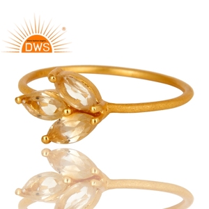 Anillo apilable de piedras preciosas citrino natural chapado en oro de 18 quilates de plata esterlina superventas Demi fabricante de joyería fina - Product Image 2