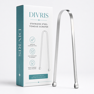 ที่ทำความสะอาดลิ้นรูปตัวยูสองด้านทำจากสแตนเลส Divris พร้อมห่วงปลายสำหรับสุขอนามัยในช่องปาก - Product Image 2