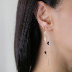 ต่างหูแบบร้อยโซ่ประดับพลอยไพลิน งานแฮนด์เมดจากตุรกี ขายส่ง เครื่องประดับเงินแท้ 925 - Product Image 2