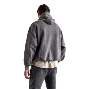 Sweat à capuche surdimensionné en coton 100% délavé à l'acide de haute qualité pour hommes broderie en détresse avec logo personnalisé sweat à capuche - Product Image 4
