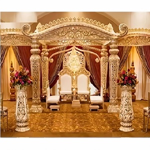 Grand Maharaja สไตล์งานแต่งงาน Mandap ชิคาโกที่น่าตื่นตาตื่นใจ Grand Dhanush Wedding Mandap UK ที่สวยงามไฟเบอร์ตกแต่ง mandap มาเลเซีย - Product Image 1