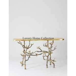 Diseño de hoja hecho a mano Color plata sombra con diseño Rectangular Top Color dorado sala de estar aluminio fundido muebles para el hogar - Product Image 1