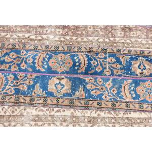 พรมขนสัตว์สีน้ำตาล2.6x4.6ft แฮนด์เมดสีฟ้าคลาสสิกงานเย็บปะแบบตุรกีสำหรับห้องนั่งเล่นหรือห้องนอนแผ่นยางรองหลังสำหรับวัยรุ่น - Product Image 5