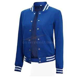 Veste bombardier courte pour femmes Varsity Vestes à manches en cuir de laine de qualité supérieure Hiver Baseball Letterman Wholesale Factory - Product Image 4