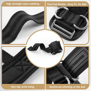 Sangles de musculation robustes et confortables avec support pour le poignet, logo personnalisé et anneau en D pour la musculation et l'entraînement en salle de sport - Product Image 6