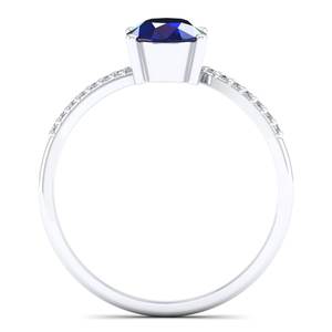 Anillo Solitario de Plata de Ley 925 Personalizado REYES con Moissanita Certificada GRA, Corte Ovalado, 1.25 Ct, Gema de Zafiro Azul - Product Image 4