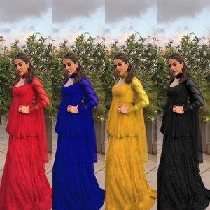 Ropa especial de Sara Ali Khan, la mejor calidad, alta demanda, Georgette Kurtis tradicional india con Palazzo, venta al por mayor - Product Image 4