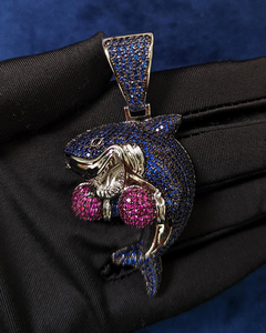 Collar con Colgante de Tiburón de Boxeo con Incrustaciones de Circonita Cúbica, Chapado en Rodio sobre Plata S925, Estilo Hip Hop - Product Image 4