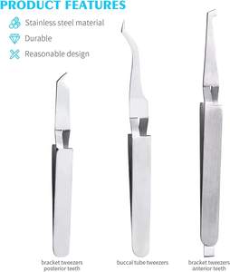 Pinzas para Brackets de Ortodoncia con Puntas Dentadas, Instrumento Dental Manual de Acero Inoxidable Reutilizable para Colocación y Extracción de Brackets - Product Image 3