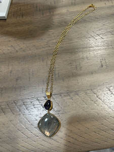 Wholesale Boho Vintage Gold Plated Labradorite <b>Amethyst</b> <b>Pendant</b> Necklace Cushion Charm for Party Bohemian Style Fine <b>Pendants</b> - Product Image 3