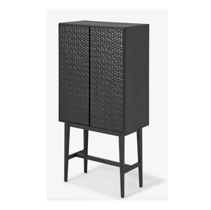 Armario alto tallado y texturizado de madera, mango de ébano, muebles para la exportación - Product Image 1